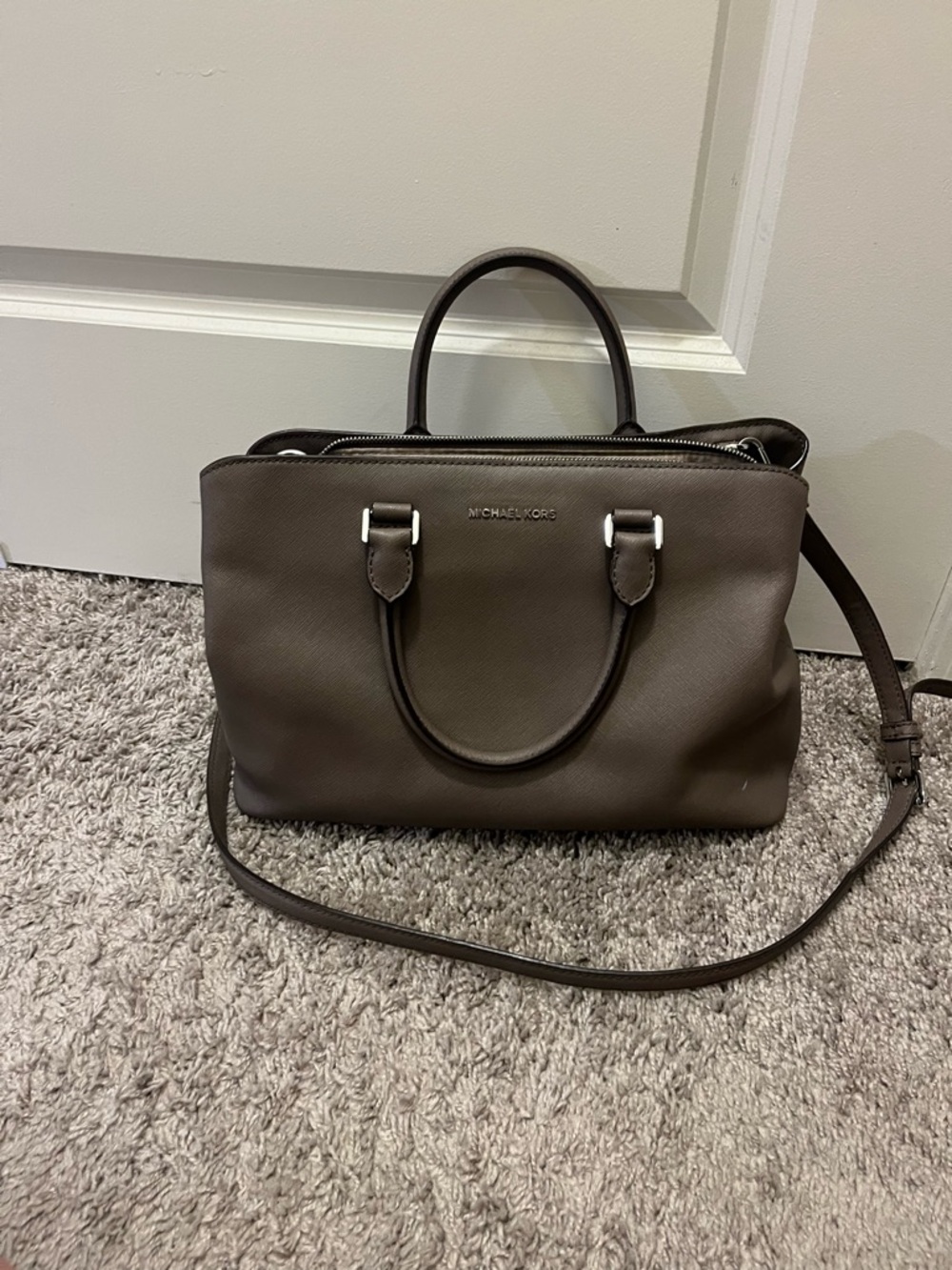 Michael Kors Brown Leather Satchel with Shoulder Strap